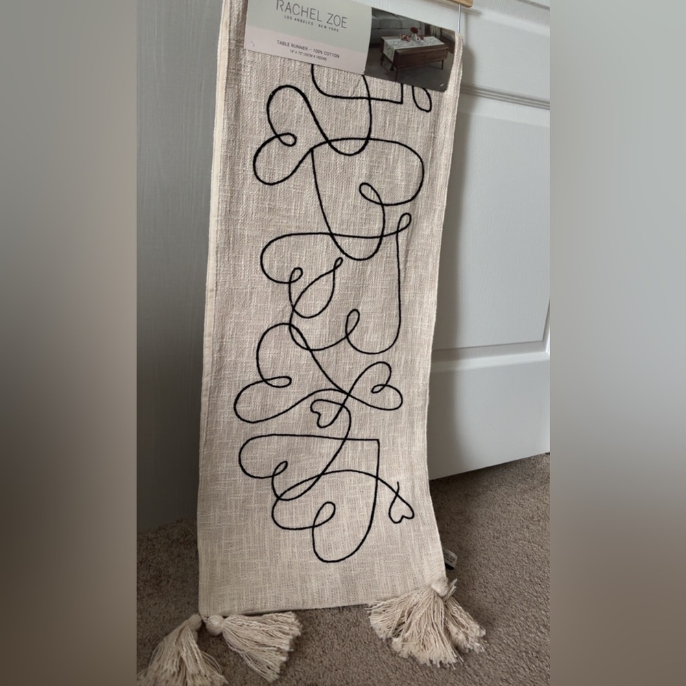 Rachel Zoe Cream and Black Cotton Table Runner